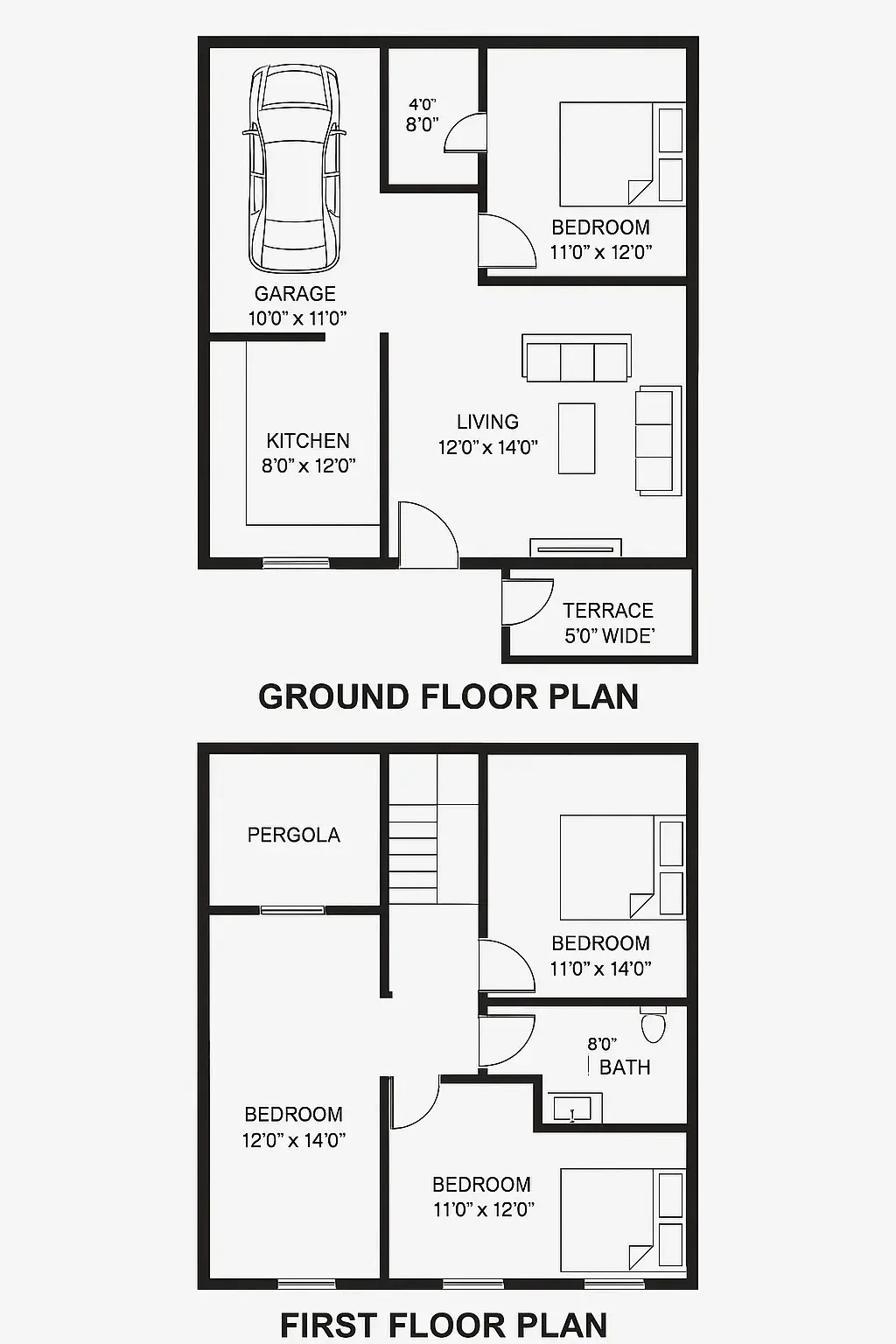 5 marla house floor plans dimensions - floor plan e – ghar hub