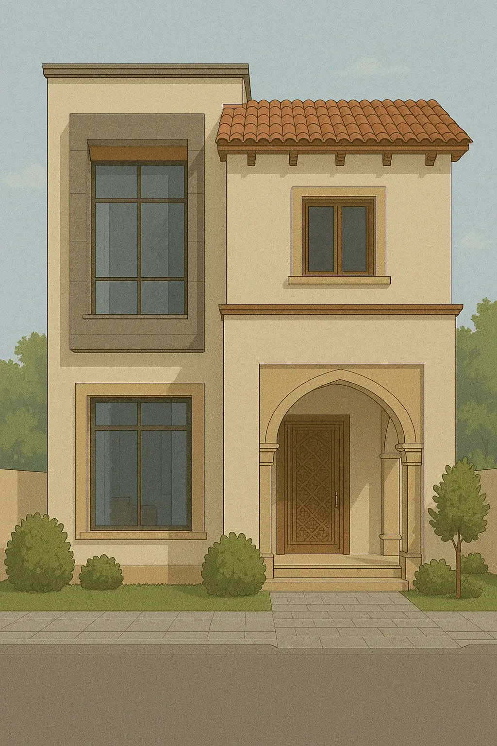 Double-story family house design - ghar hub