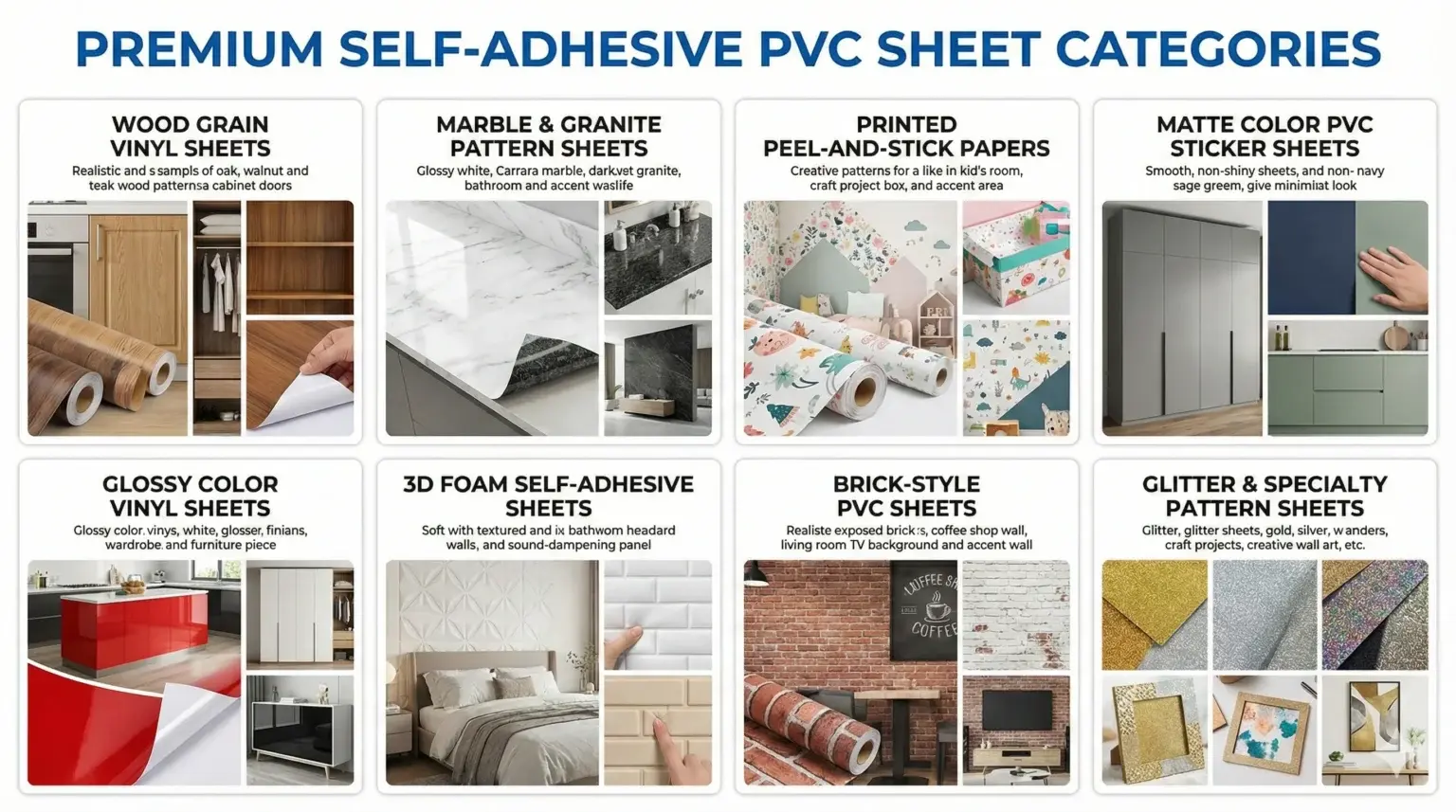 Premium self-adhesive pvc sheet categories- gharhub